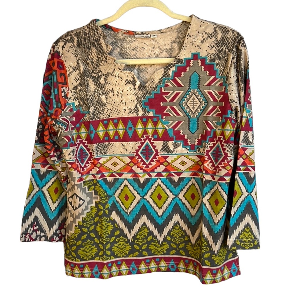 NWOT Parsley & Sage Aztec Southwest Style Cotton Top